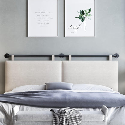Headboards for Queen Size Bed, Wall Mounted Headboard with Fine Linen Upholstery and Button Tufting, Adjustable Heigh Headboard for Bedroom(Queen,Beige)