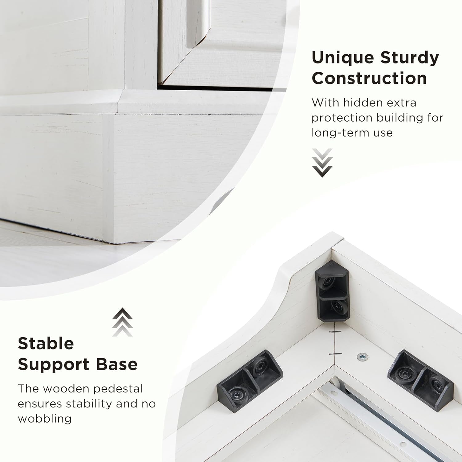 Farmhouse Nightstands Set of 2, 22 Inch Wide End Table with Charging Station & 3 Large Drawers, Rustic Wood Small Dresser Chest of Drawers for Bedroom, Living Room, off White