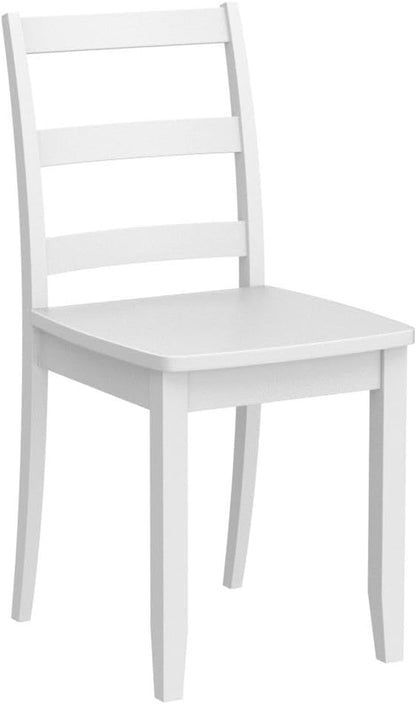 Wood Dining Chairs Set of 2 White - Wooden Armless Kitchen Chairs with Solid Rubber Wood Legs, Non-Slip Foot Pads, Max Load 400 Lbs, Farmhouse Style High Ladder Back Dining Room Chairs