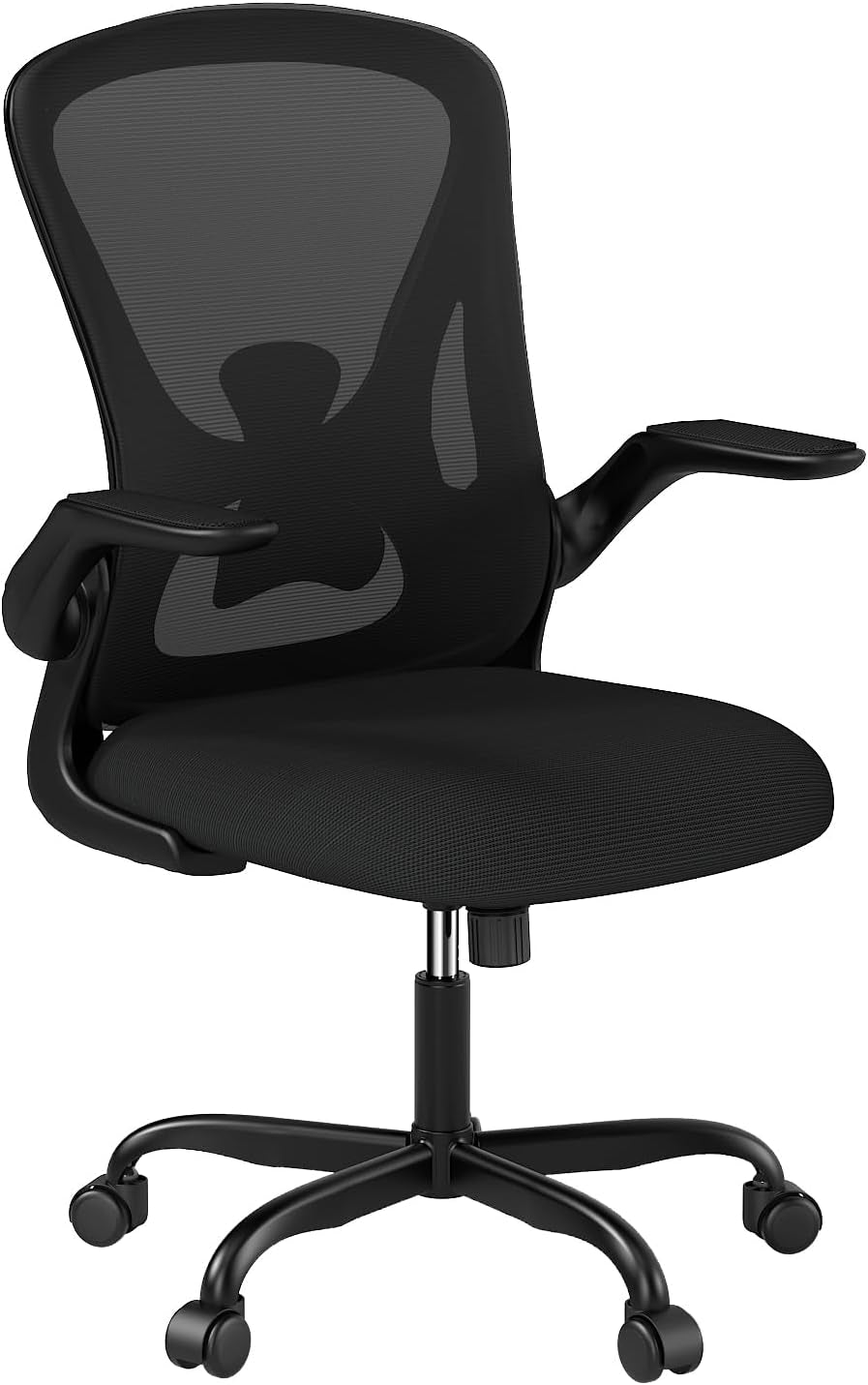 Ergonomic Desk Chair with Padded Flip up Arms and Supportive Lumbar Support, Breathable Mesh Home Office Chair with Comfortable Cushion for Home or Office(Black)