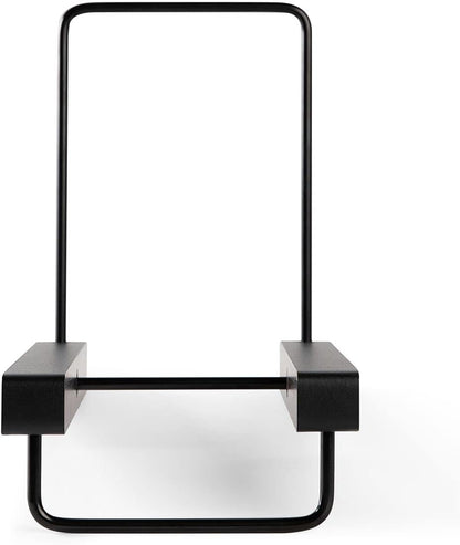the Stand – Tabletop Vinyl Record Holder & Organizer - Holds 25+ Records, Smart Black Metal Accents, Easy No-Tool Assembly, Stylish Display for Lps (Espresso)