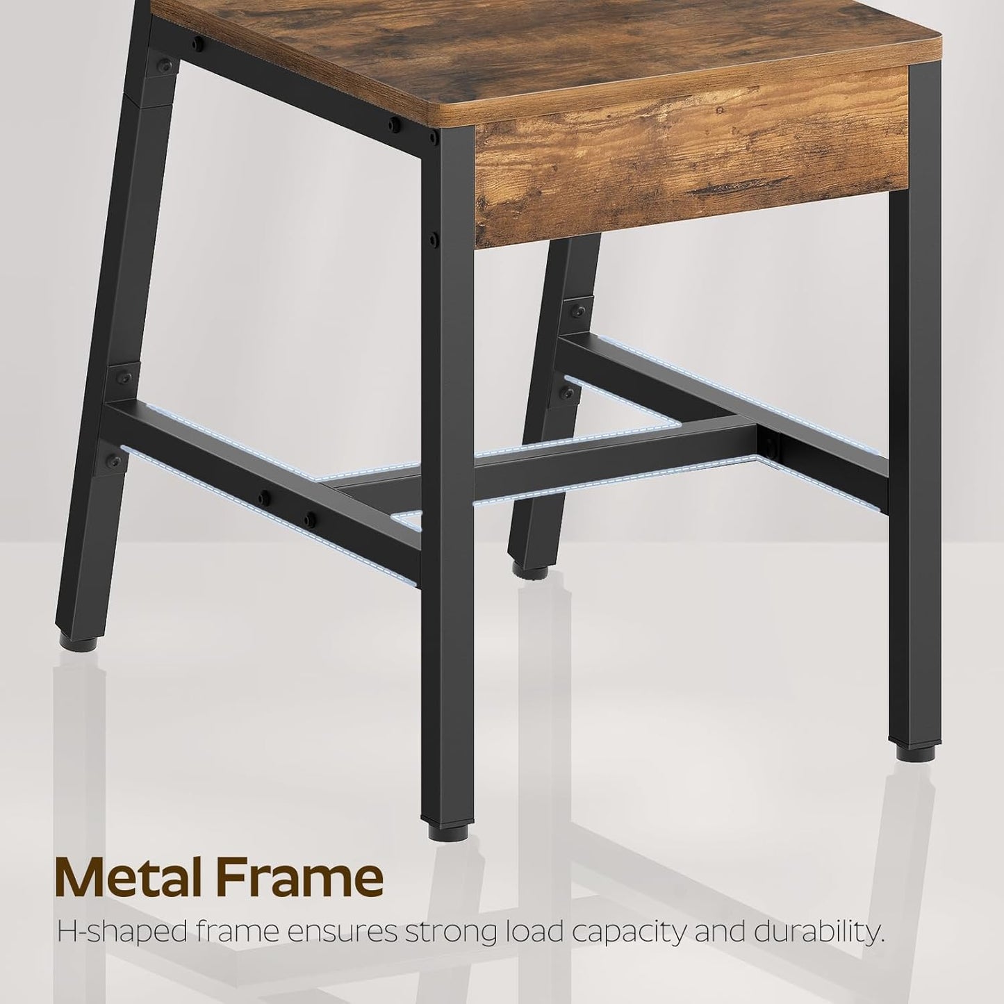 Dining Chairs Set of 4, Industrial Kitchen Chairs with Metal Frame, Slanted Back, Wooden Dining Chair Set, for Kitchen, Living Room, Rustic Brown and Black CY03L4BR