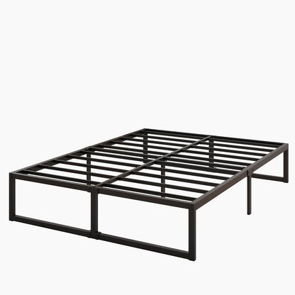 14 Inch Queen Bed Frame Heavy Duty Steel Slat Support Metal Platform Bed Frame Queen Size No Box Spring Needed, Easy Assembly, Black