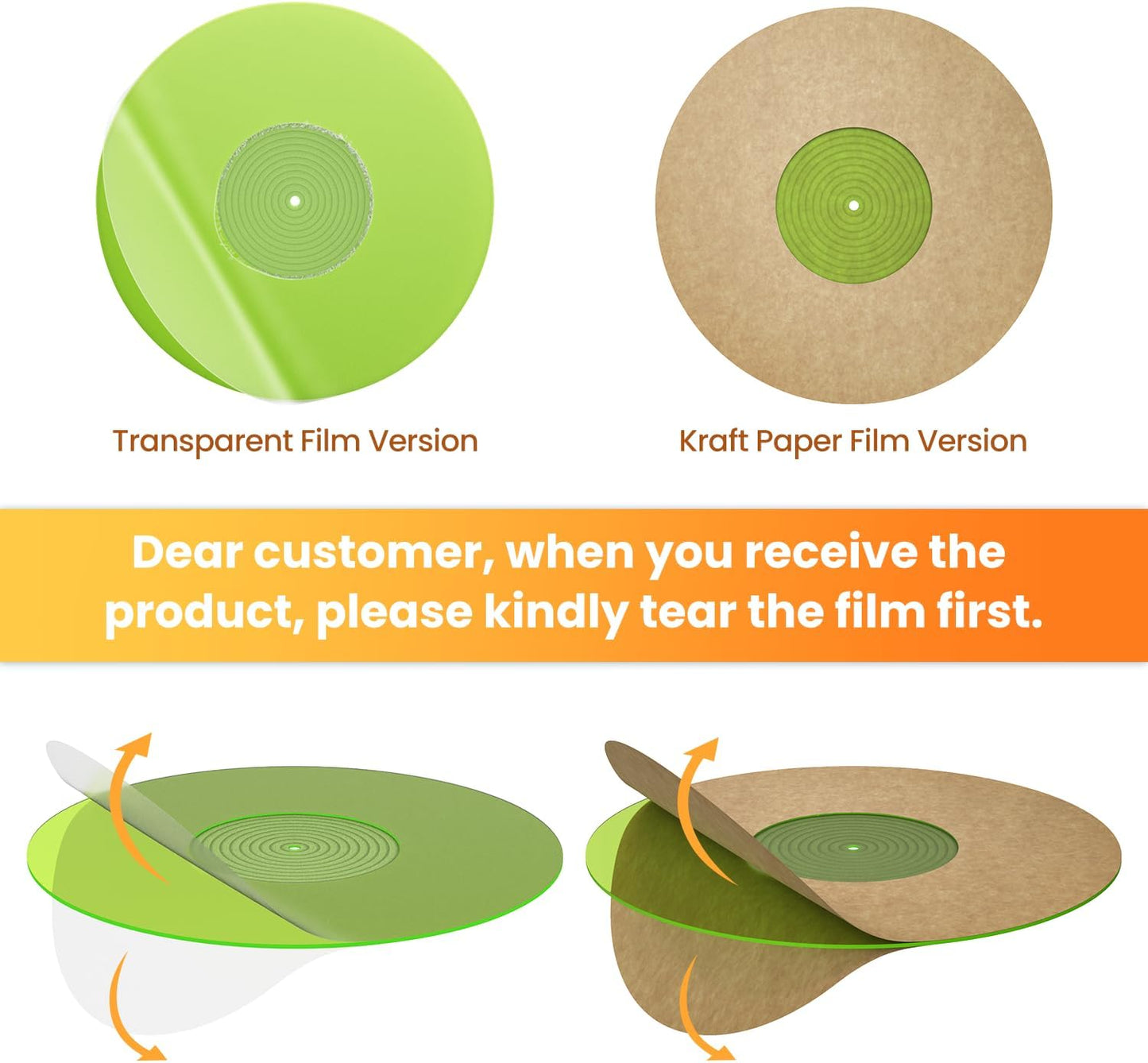 Turntable Mat Record Platter Slipmat: Greenlit Acrylic Record Player Platter Vinyl Slip Mats for Turntables Antistatic Tighter & Defined Bass, Green