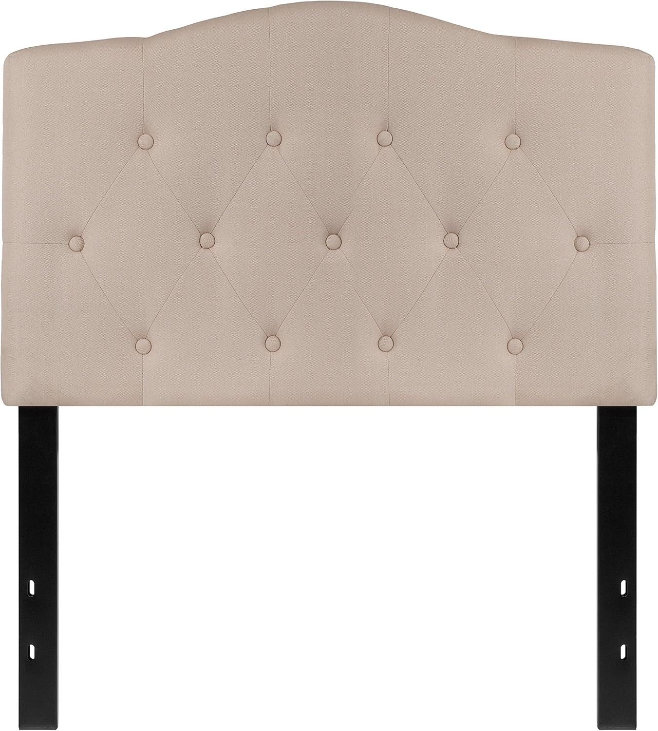 Cambridge Tufted Upholstered Twin Size Headboard in Beige Fabric
