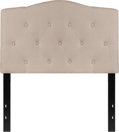 Cambridge Tufted Upholstered Twin Size Headboard in Beige Fabric