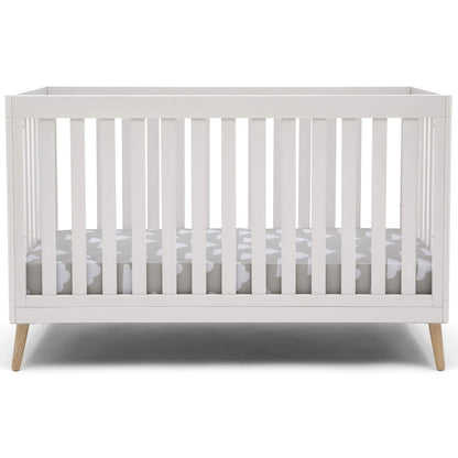 Essex 4-In-1 Convertible Baby Crib, Bianca White with Natural Legs