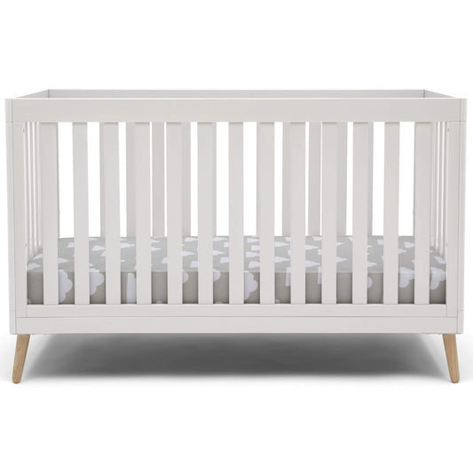 Essex 4-In-1 Convertible Baby Crib, Bianca White with Natural Legs