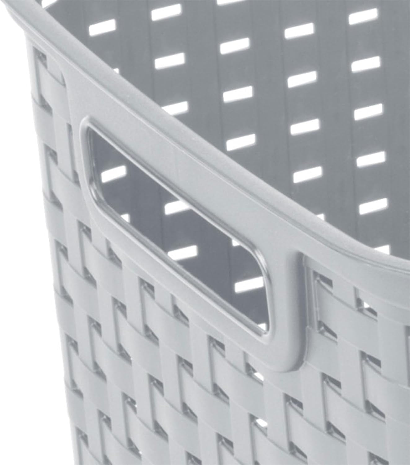 6-Pack Tall Weave Basket, Woven Plastic Storage Baskets for Organization, Cement Gray - Organizing Bin Containers with Handles for Bedroom, Bathroom, Dorm, Laundry Room, and Closet