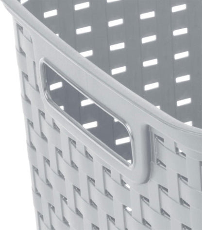6-Pack Tall Weave Basket, Woven Plastic Storage Baskets for Organization, Cement Gray - Organizing Bin Containers with Handles for Bedroom, Bathroom, Dorm, Laundry Room, and Closet