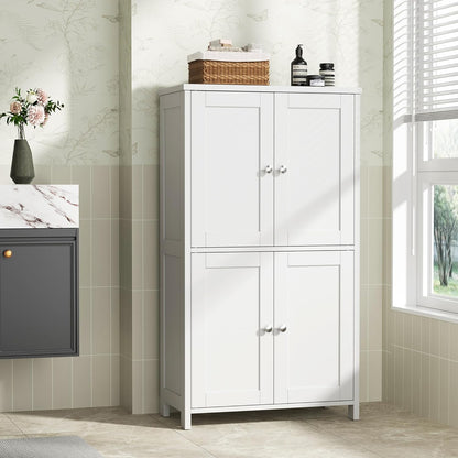 Bathroom Storage Cabinet with Doors and Shelves, Floor Cabinets for Washroom Furniture, Laundry Room, Organization with Adjustable Shelf, White
