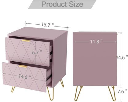Pink 9 Drawer Dresser and Night Stand Sets for Bedroom, Two Drawers Nightstand Set of 2 & 9 Drawer Dresser Combo 3 Pieces (Pink)