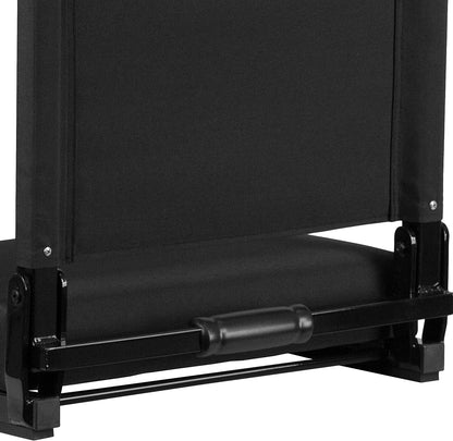 Grandstand Portable Stadium Seat for Bleachers or Benches, Folding Padded Stadium Chair with Carrying Handle, 500 Lb. Weight Capacity, Black