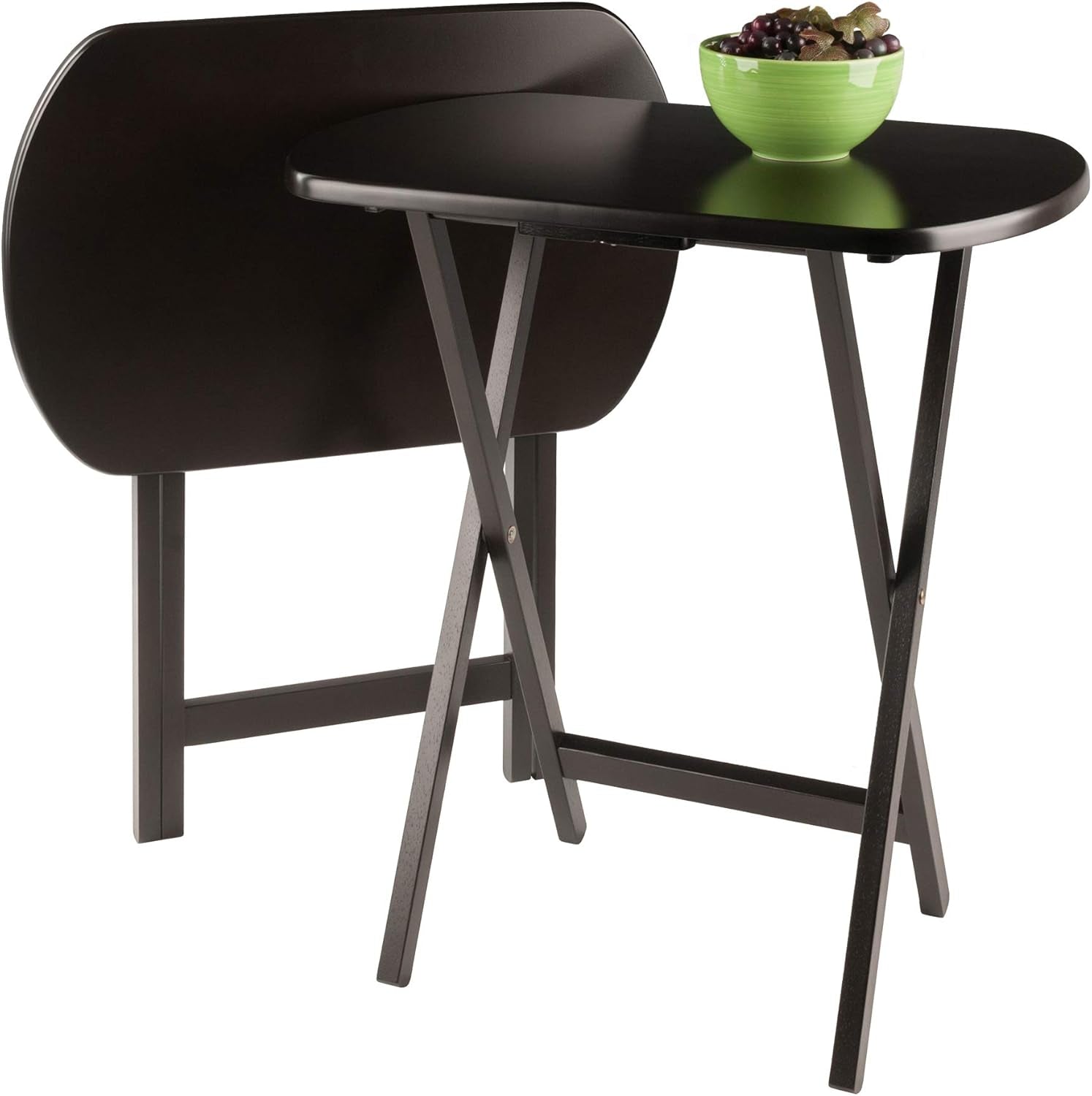 Cade Set of 2 Foldable Snack Tables, Oversized, for Living Room, 25", No Assembly, Coffee