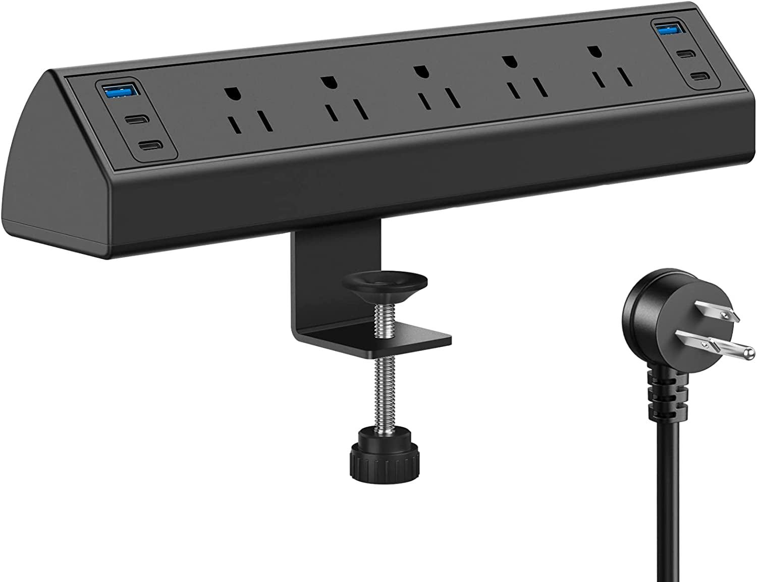 Desk Clamp Power Strip USB C,40W Total Fast Charging Station,4 PD 20W USB C Ports,Desk Edge Mount Surge Protector,5 Outlets,Fit 1.96" Tabletop Edge,Etl Listed
