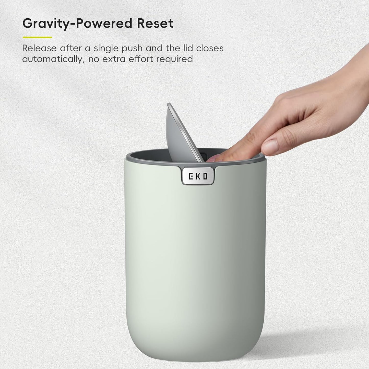 Mini Desk Trash Can with Swing-Top Lid 0.4 Gallon Small Table round Wastebasket for Office, Home, Car (Sage)