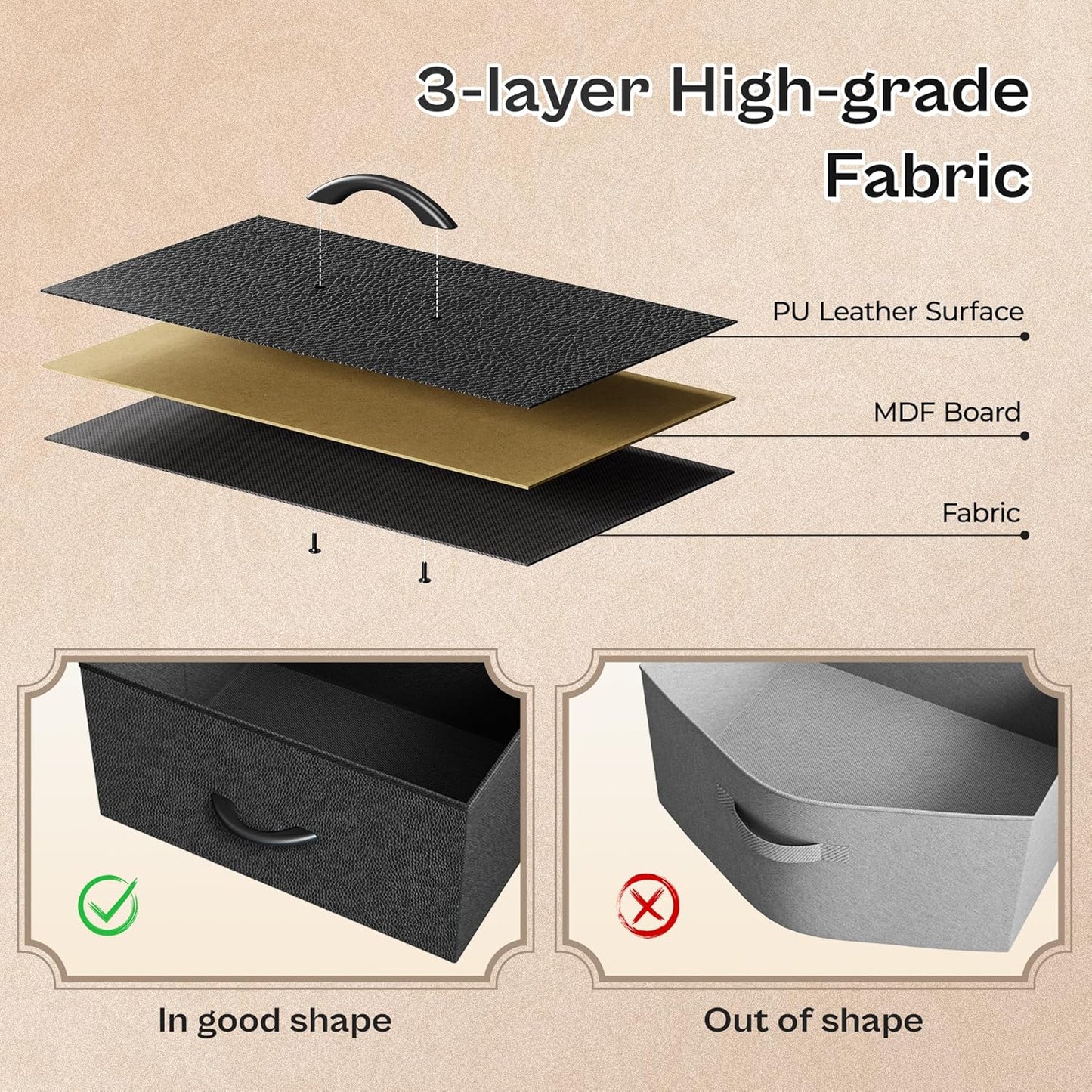 LED TV Stand for Bedroom, 47 Inch Dresser TV Stand for 43, 50, 55 Inch TV, Black TV Stand with Storage, Entertainment Center with Power Outlets, 6 Drawer Fabric Dresser for Living Room