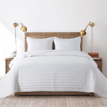 White King Size Quilt Bedding Sets with Pillow Shams, Lightweight Soft Bedspread Coverlet, Quilted Blanket Thin Comforter Bed Cover for All Season, 3 Pieces, 104X90 Inches
