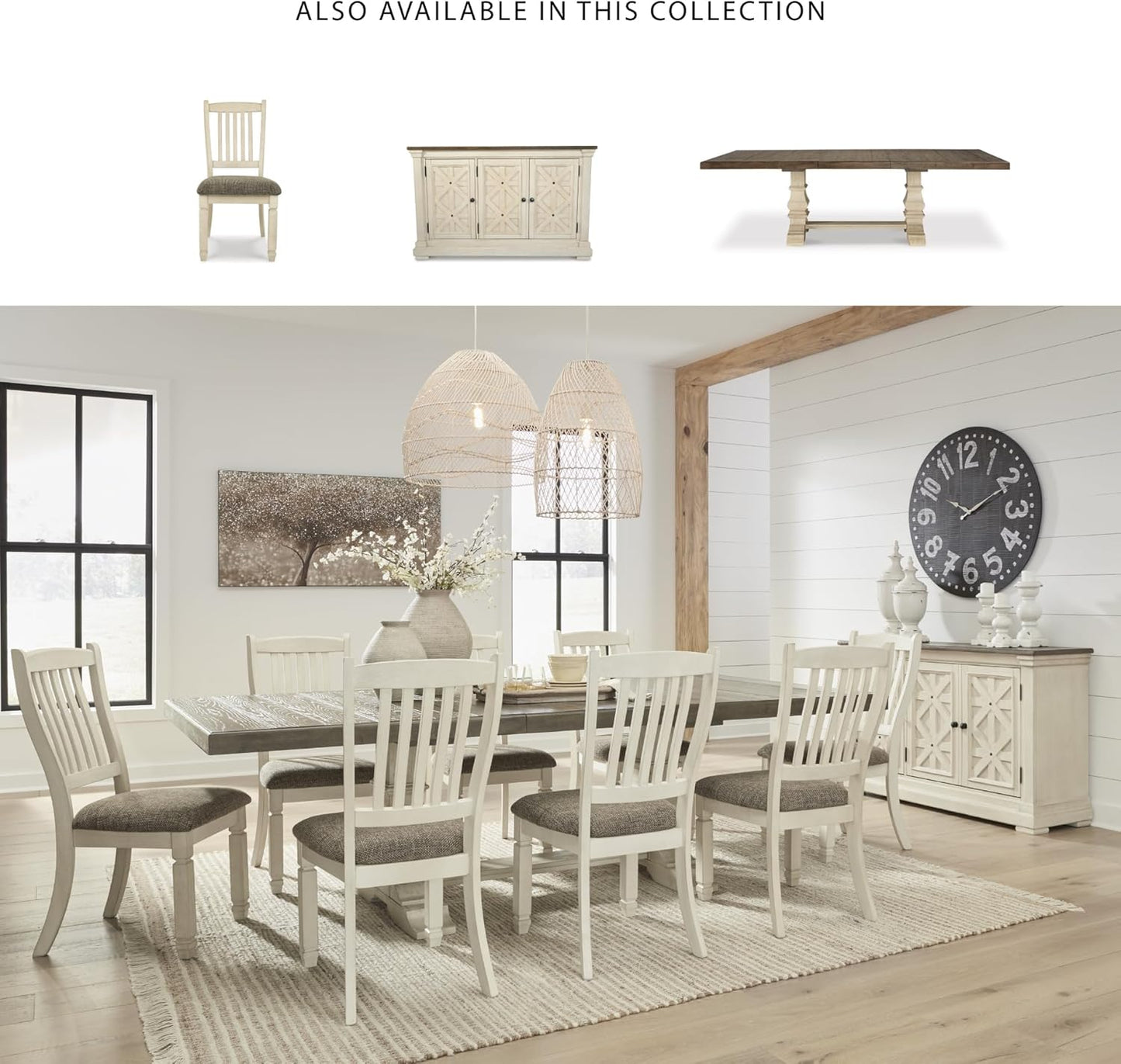 Bolanburg 20" Upholstered Dining Room Chair, Set of 2, Antique White