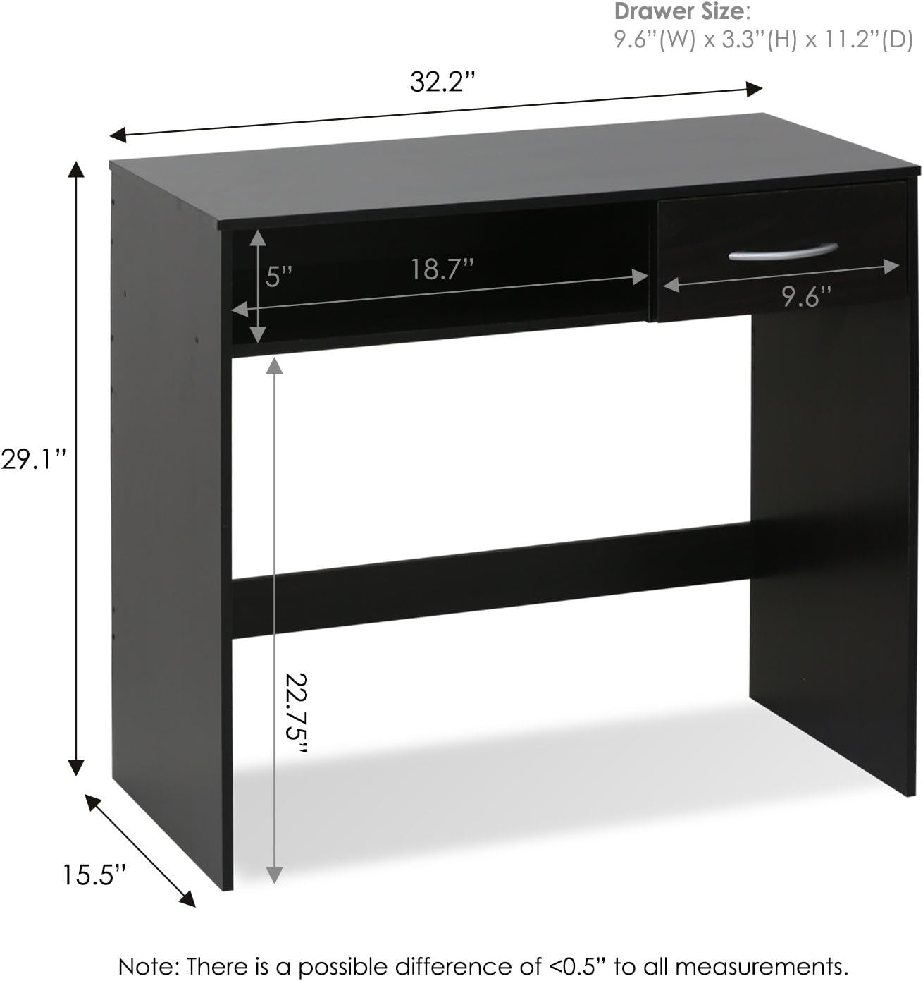 JAYA Computer Study Desk with Drawer, Brown