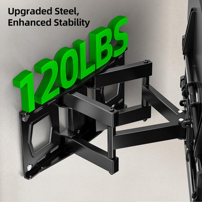 Full Motion TV Wall Mount for 42-82 Inch Tvs up to 120Lbs, TV Bracket with Articulating Swivel Tilt Extension Leveling, Television Mount for Max VESA 600X400Mm Fits 12/16" Wood Stud