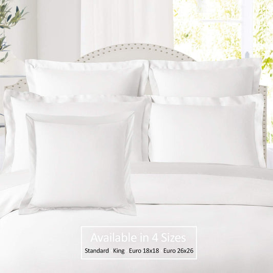 Soft Pillow Shams Set of 2 - Double Brushed Microfiber Pillow Covers - Hotel Style Premium Bed Pillow Cases, with 1.5” Decorative Flange, King 20"X36" - White