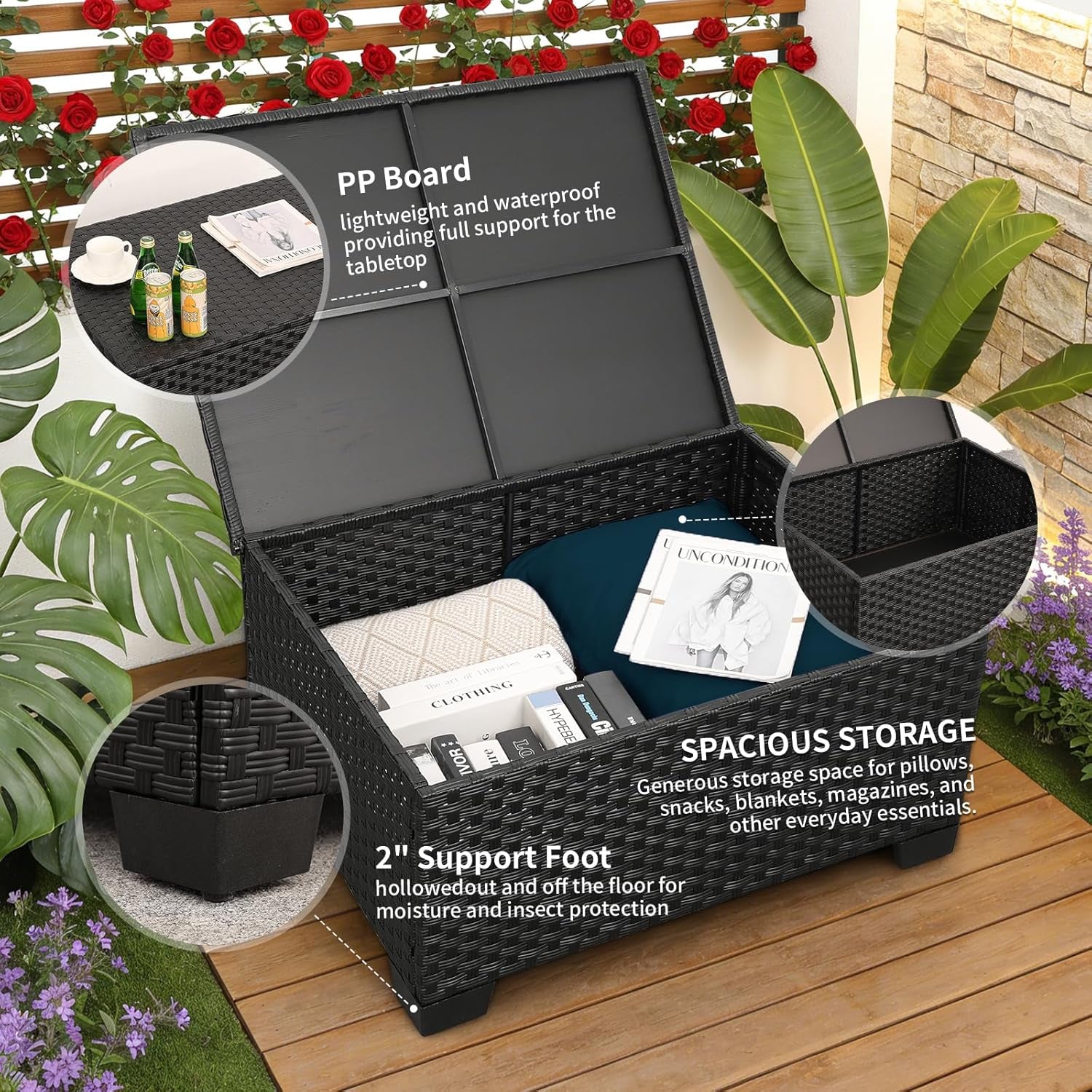 Patio Furniture Set 6 Pieces Couch Outdoor Chairs Coffee Table Peacock Blue Anti-Slip Cushions and Waterproof Covers