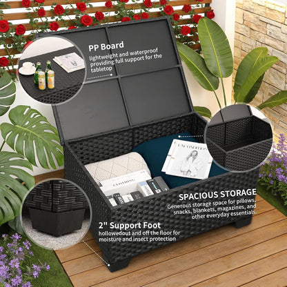 Patio Furniture Set 6 Pieces Couch Outdoor Chairs Coffee Table Peacock Blue Anti-Slip Cushions and Waterproof Covers