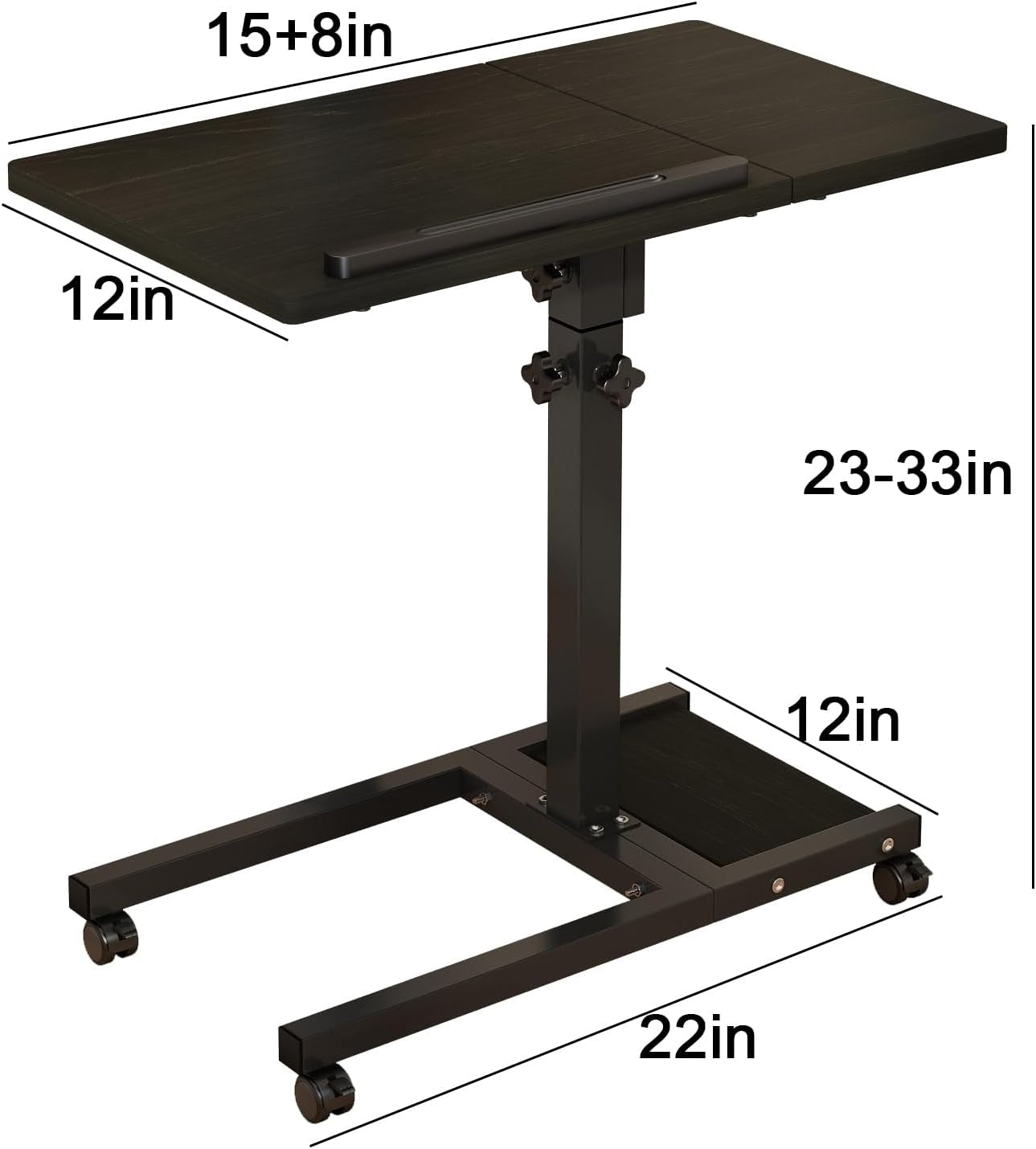 Mobile Adjustable Height Laptop Stand PC Portable Laptop Swivel Table Rolling Table with Wheels Caster and Mouse Pad (Dekuwood)