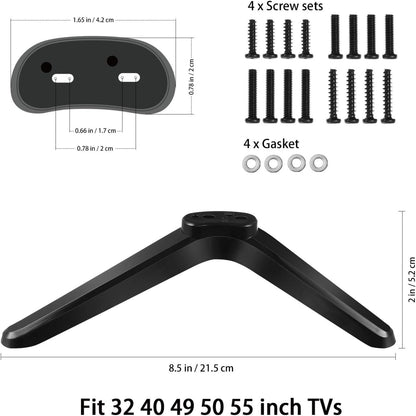 Universal TV Stand - 2Pcs TV Legs for Screens to 32-55In Table Holder Stand Tabletop Mount with Screws - Easy Installation Plastic Television Legs Mounting Brackets Black