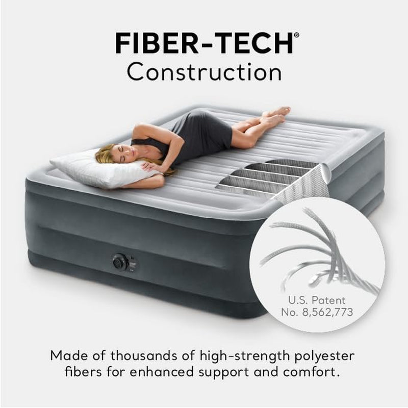 64417ED 22In Queen Dura-Beam Comfort Plush High-Rise Inflatable Air Mattress with Built in Pump for Travel and Camping, 600Lb Weight Capacity