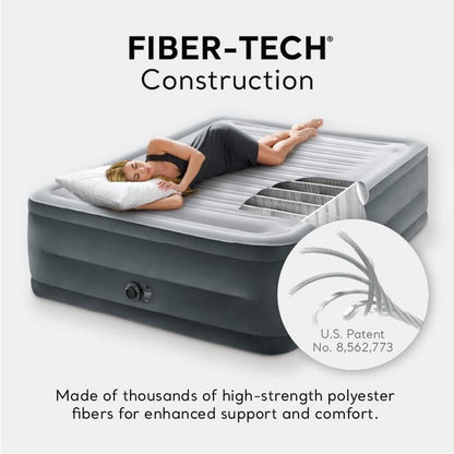 64417ED 22In Queen Dura-Beam Comfort Plush High-Rise Inflatable Air Mattress with Built in Pump for Travel and Camping, 600Lb Weight Capacity