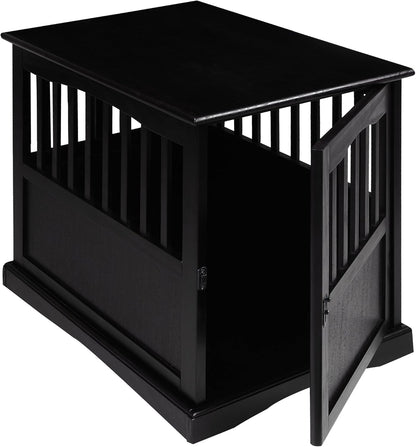 Wooden Lattice Pet Crate, End Table, Taupe Gray