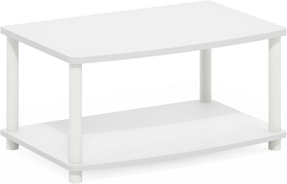 Turn-N-Tube TV Riser Stand, 2-Tier Small Elevated No Tools TV Stand, TV Console for TV up to 32 Inch, 15.8" X 23.8" X 11", White