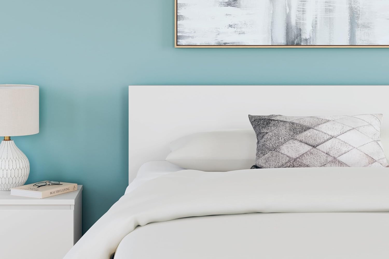 Onita Contemporary Adjustable Height Panel Headboard for Bedroom, Queen, White