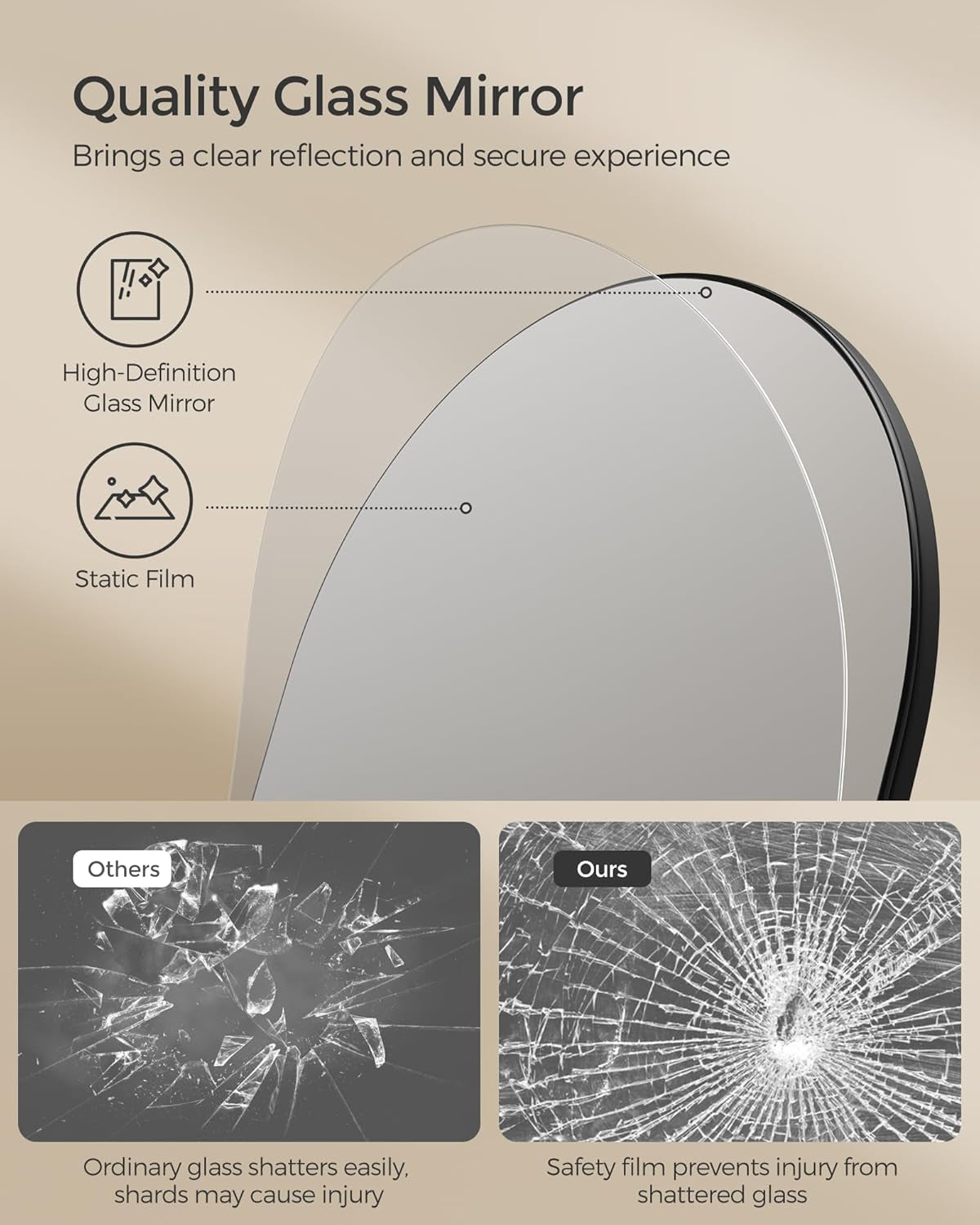 Full-Length Floor Mirror, 3-In-1, Modern Standing Full Body Mirror, Inspired by Original Award-Winning Design, 16.5 X 18.9 X 68.9 Inches, Living Room, Bedroom, Oak Beige and Ink Black