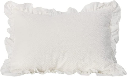 Pillow Shams Set of 2 Pure Cotton Champray Ruffled Edge,Thick and Solid Washed Dobby Heavy Fabric King 20X36 Inches