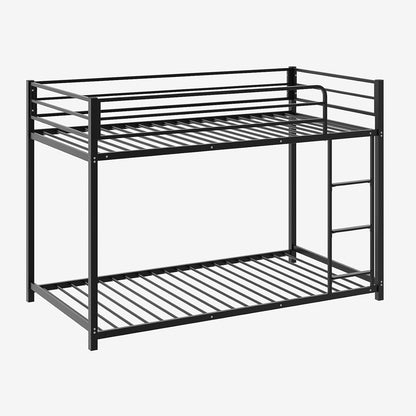 Bunk Bed Twin over Twin, Metal Twin Size Bed Frame with Safety Guardraild for Boys Girls, Junior, Low Profile Space Saving Design, Mattress Not Included (Silver)