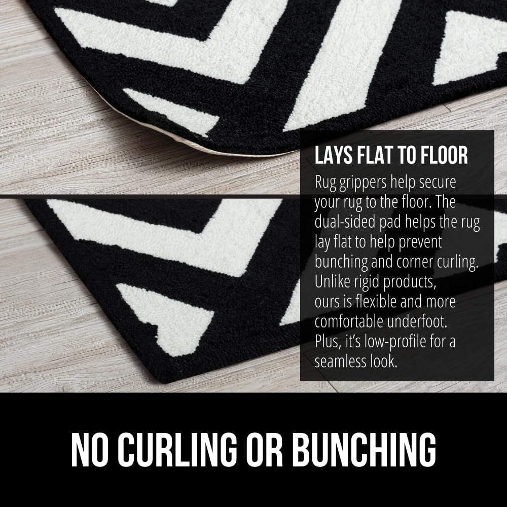 Rug Gripper Pads, Keep Area Rugs Corners from Curling and Bunching, Reusable Dual-Sided Flexible Sticky Pad, Grips Floor Underlayment, Hold Carpet in Place on Hardwood Floors, 8 Pack