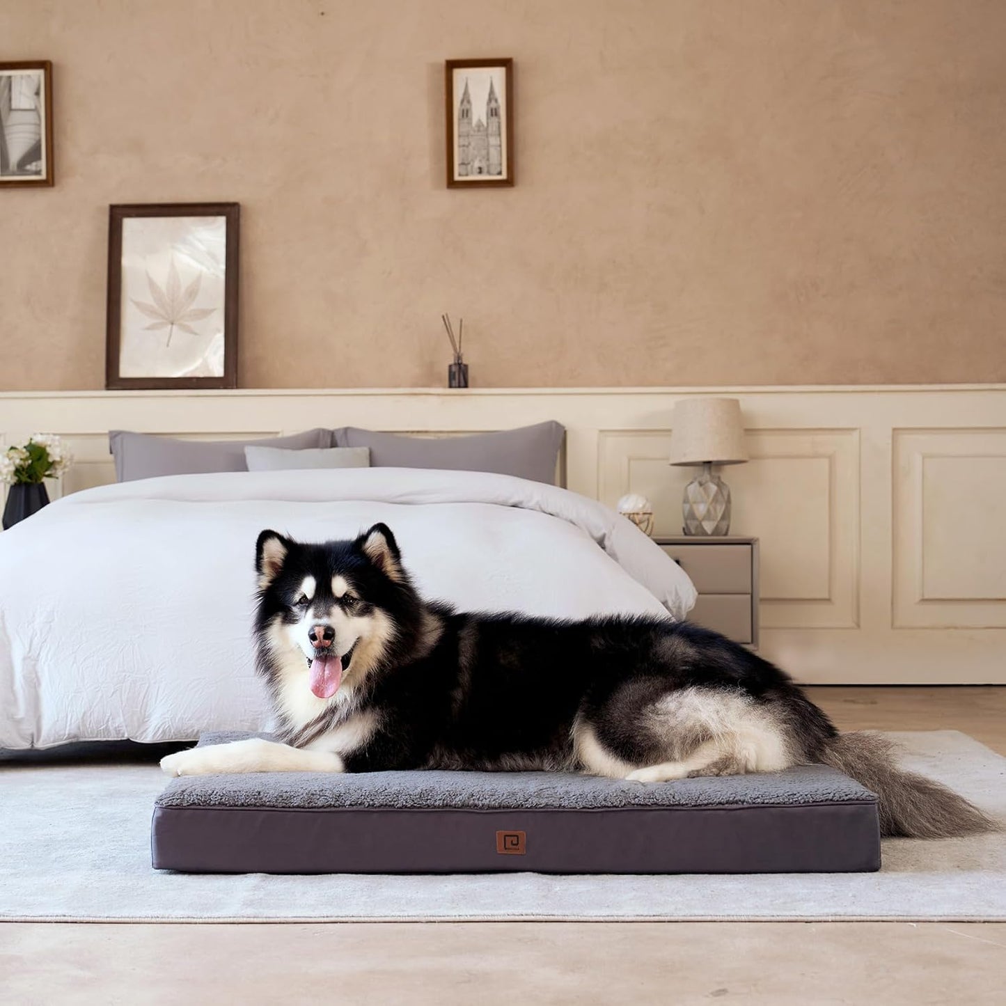 Orthopedic XL Dog Beds for Extra Large Dogs with Removable Washable Cover for Crate, Grey, 41X27