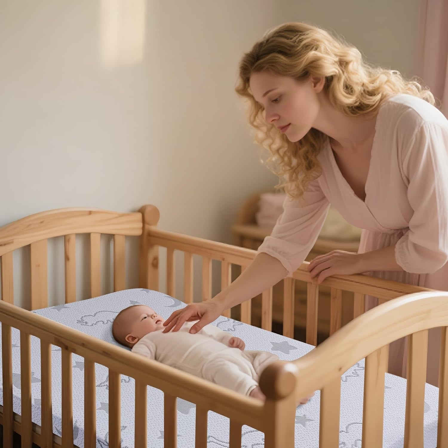 Pack and Play Mattress 38"X26", Portable Travel Crib Mattress Breathable Soft Plush High Density Foam and Removable Washable Cover for Baby Toddler