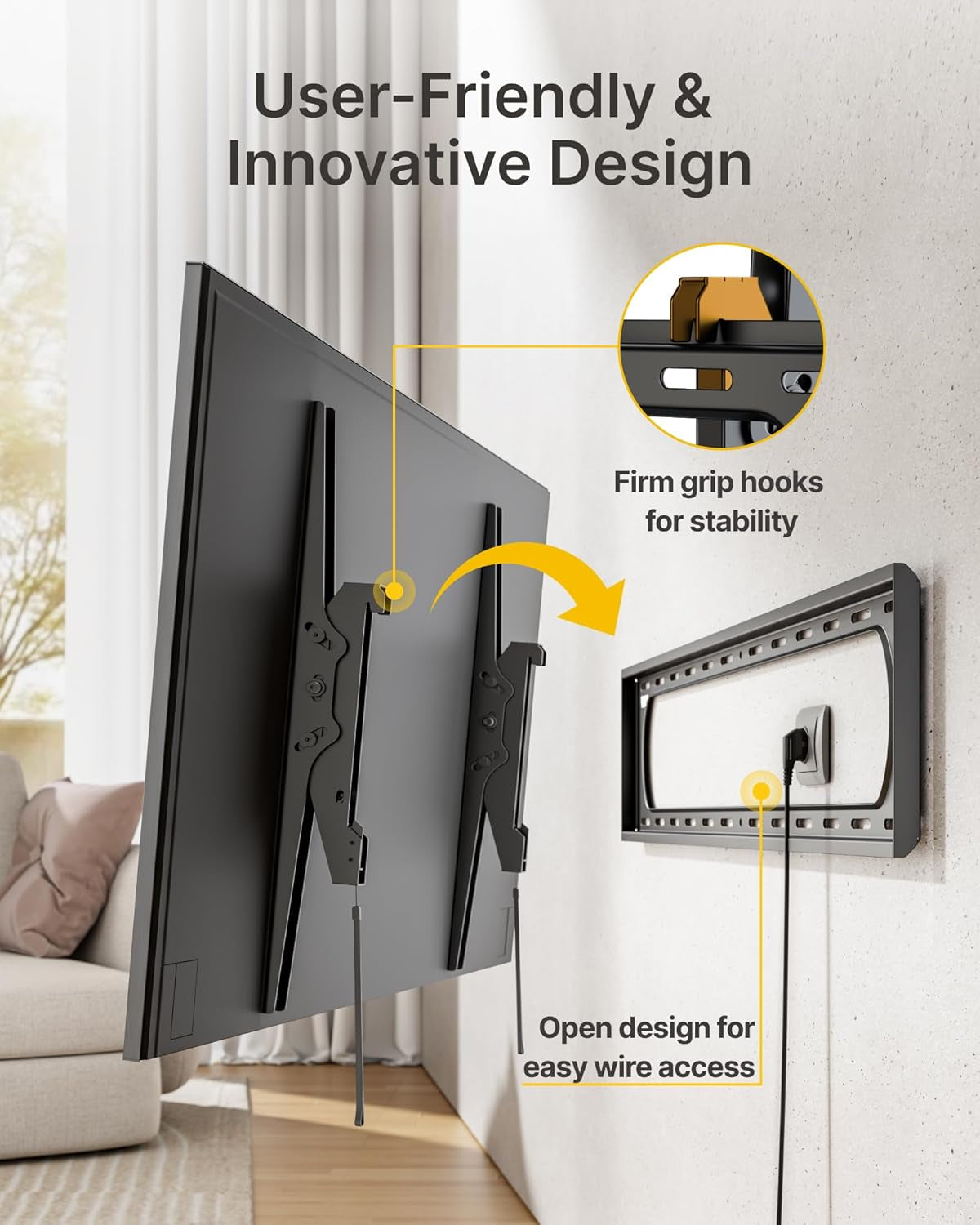 Heavy Duty Tilting TV Wall Mount for 60–120” Large Tvs up to 300 Lbs, 4X Safety Tested, 10° Tilt for Glare-Free Viewing, Low Profile Slim Bracket, Max VESA 900X600, Fits 16”/18”/24” Studs
