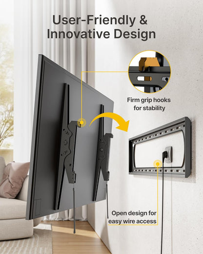 Heavy Duty Tilting TV Wall Mount for 60–120” Large Tvs up to 300 Lbs, 4X Safety Tested, 10° Tilt for Glare-Free Viewing, Low Profile Slim Bracket, Max VESA 900X600, Fits 16”/18”/24” Studs