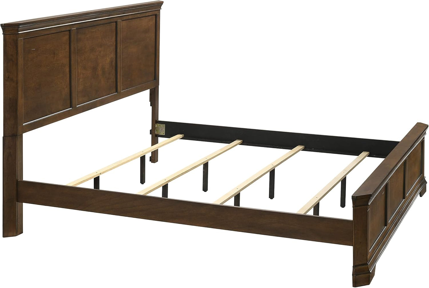 Maderne Traditional Wood Panel Bed with Dresser, Mirror, Two Nightstands, Chest, King, Antique Walnut Finish