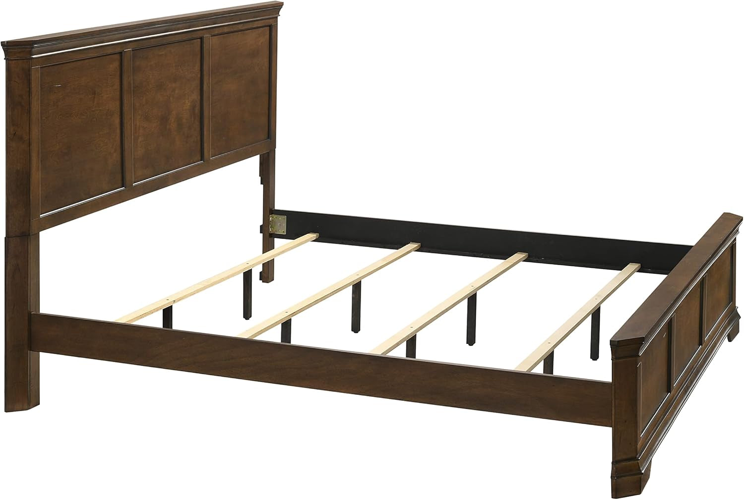 Maderne Traditional Wood Panel Bed with Dresser, Mirror, Two Nightstands, Chest, King, Antique Walnut Finish