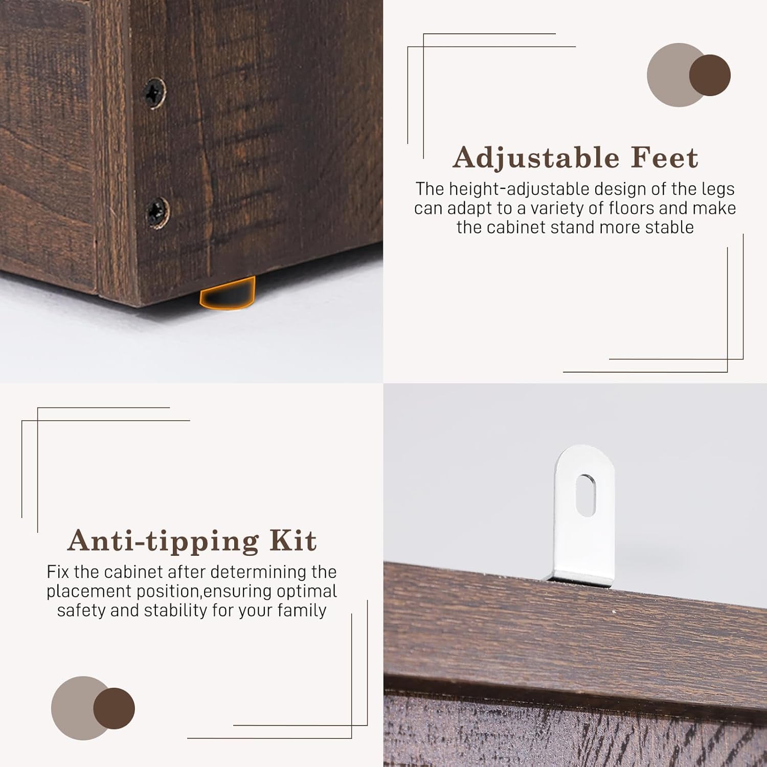 Farmhouse 2 Doors Armoire Wardrobe Closet W/Folding Sliding Barn Door and Lights, LED Armoire Closet W/Drawers for Bedroom, Freestanding Wooden Wardrobe Storage Closet W/Hanging Rod,Rustic Brown