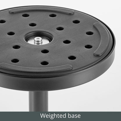 Glass Top Side/End Drink Table - Small Modern round Accent Metal Nightstand Furniture for Living Room, Dorm, Home Office, and Bedroom - 9" round - Black Marble/Black Print, 23780MDHS