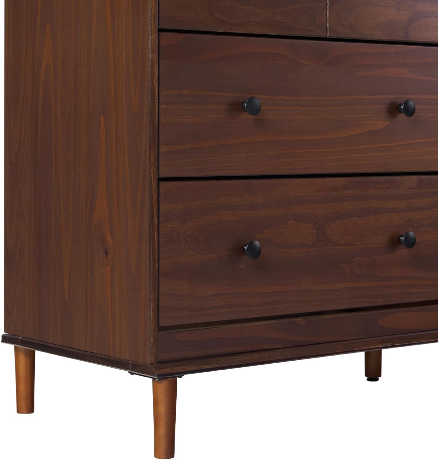 Modern 6-Drawer Solid Wood Dresser Bedroom Storage, 57 Inch, Walnut