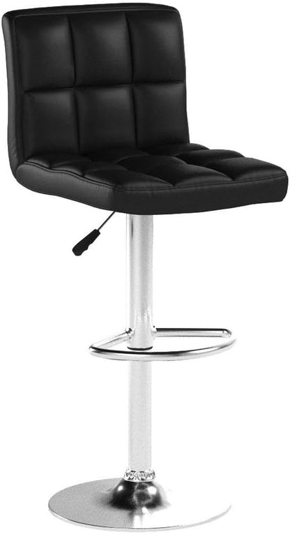 Bar Stools Set of 2, Adjustable PU Leather Swivel Barstools, Modern Counter Stools with Back and Footrest, Counter Height Barstools for Bar, Kitchen and Dining Room