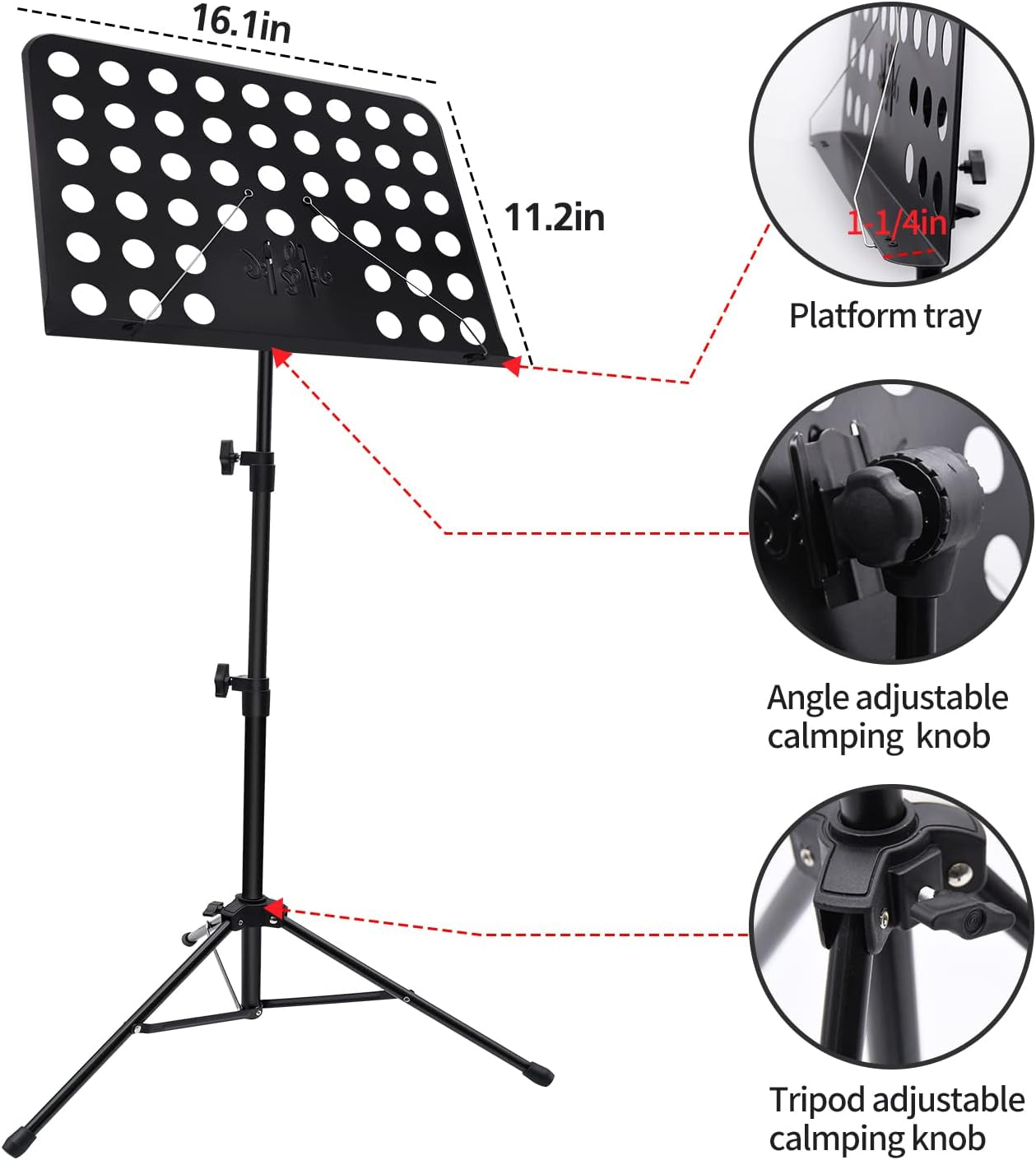 1/2/3 Pack Sheet Music Stand, Adjustable Music Stand with Carrying Bag, Professional Music Book Holder Music Sheet Clip Holder for Guitar, Ukulele, Violin Players(Standard Version, 1 Pack)